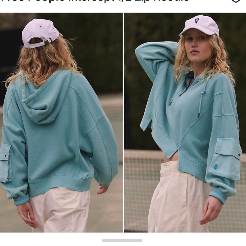 Free People Intercept 1/2 Zip Hoodie Fleece Lined‎ NWT sweatshirt - Picture 2 of 11